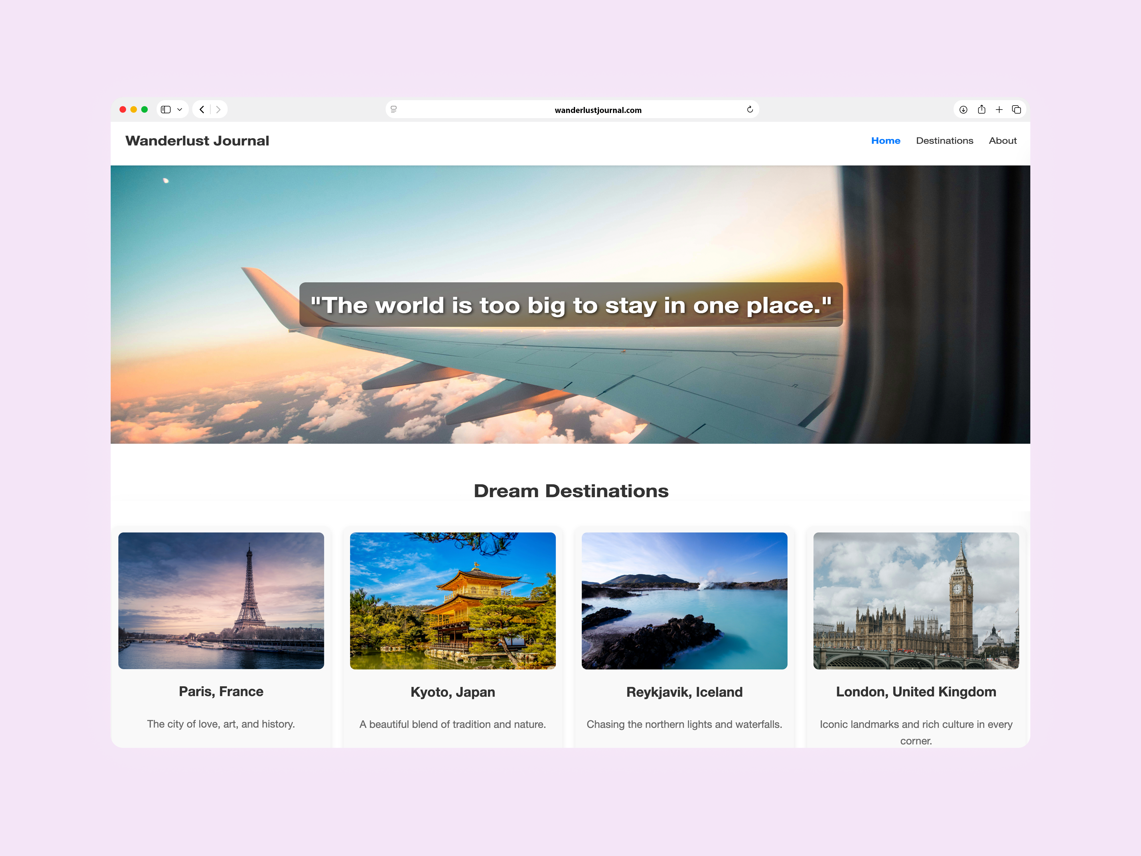 Wanderlust Journal Website